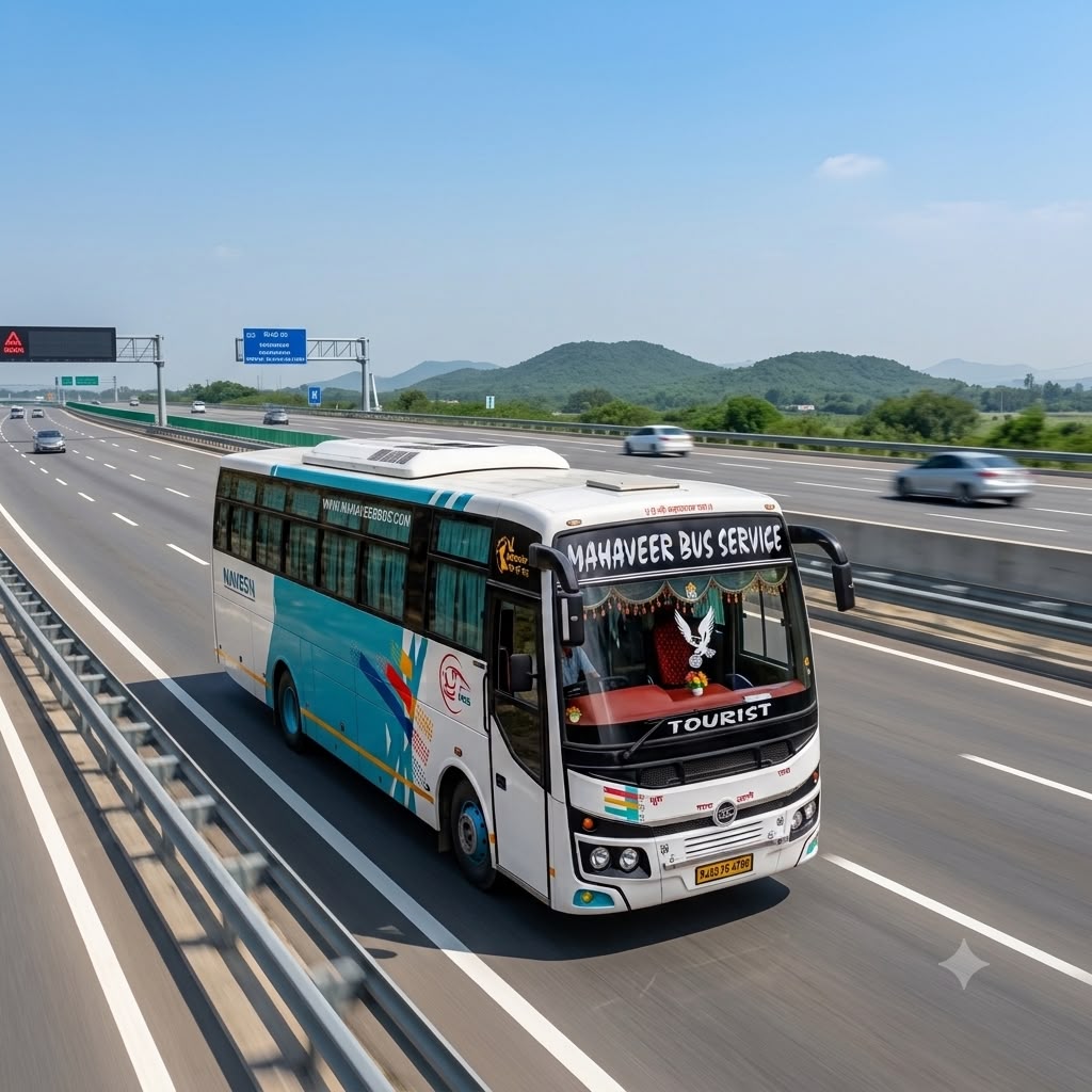 Tourist coach on a multi-lane expressway